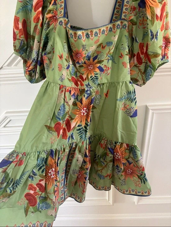 Farm Rio Yard Green Floral Mini Dress - Picture 3 of 8